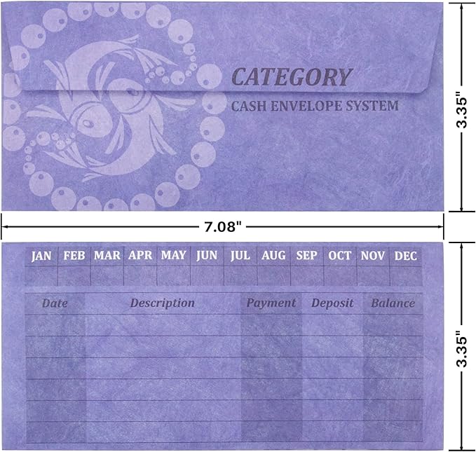 L LIKED Money Plastic Envelopes for Cash, Colored Cash Envelopes for Budgeting and Saving, 1 Zip Envelope and 12 Expense Tracking Budget Sheets, Waterproof and Tear-Resistant.