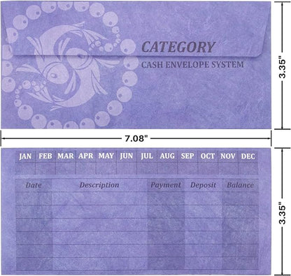 L LIKED Money Plastic Envelopes for Cash, Colored Cash Envelopes for Budgeting and Saving, 1 Zip Envelope and 12 Expense Tracking Budget Sheets, Waterproof and Tear-Resistant.