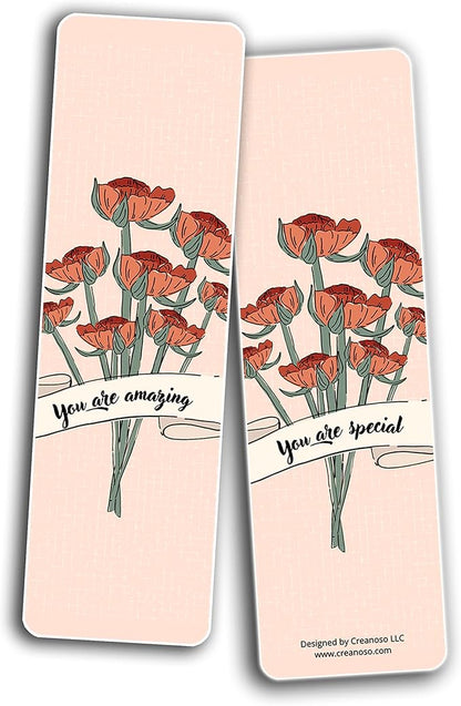 Creanoso Encouraging Sayings Bookmarks (2-Sets X 6 Cards) – Daily Inspirational Card Set – Interesting Book Page Clippers – Great Gifts for Adults and Professionals