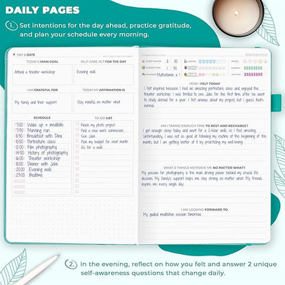 Clever Fox Self-Care Journal – Daily Reflection Notebook – Mental Health & Personal Development Planner, Meditation & Mood Log, A5 (Turquoise)