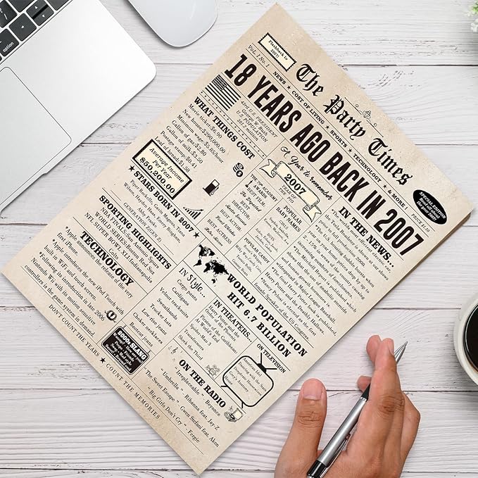 Huameigf Happy 18th Birthday Card for Son Daughter, Vintage 18th Birthday Gifts for Girls Boys, Retro 18 Year Old Birthday Decorations for Her Him, Best Gifts for 18 Bday Niece Nephew Friend