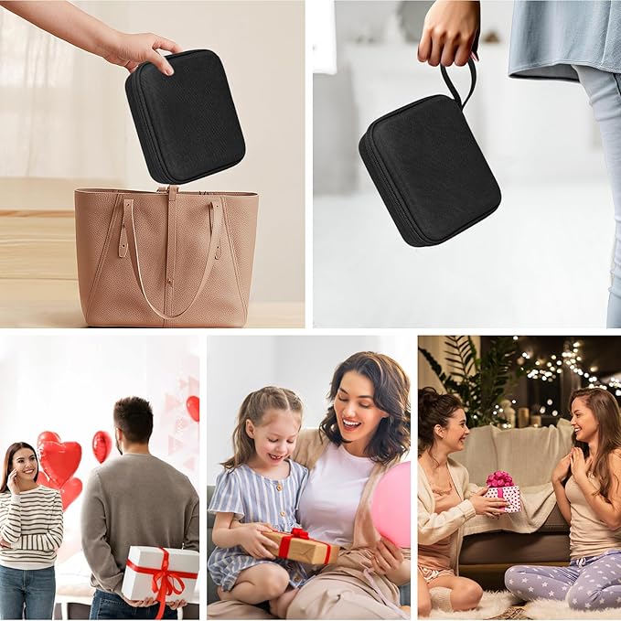 QYCHHJ Carrying Case for Phomemo T02/Memoking/HUIJUTCHEN Mini Sticker Printer, Portable Hard Travel Case for Label Maker, Thermal Printer Paper,Black