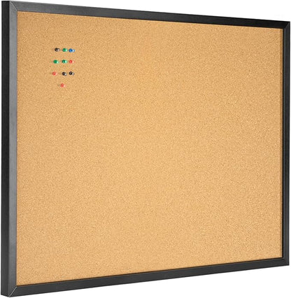 OWLKELA 24'' x 36'' Cork Board Bulletin Board, Black Framed Corkboard, Black Oak Frame Corkboard, Vision Board and Decorative Hanging Pin Board
