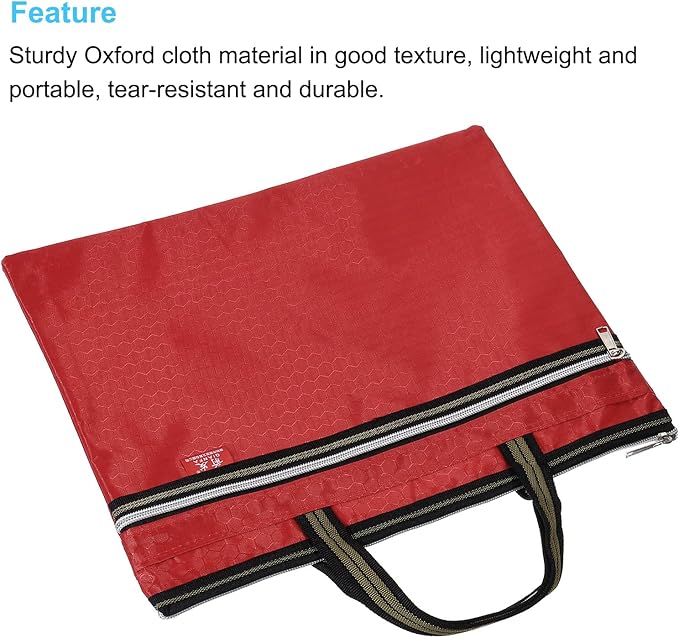 PATIKIL Waterproof Zipper File Bag, Documents Books Tools Storage Zip Pouch for Office Travel, Red