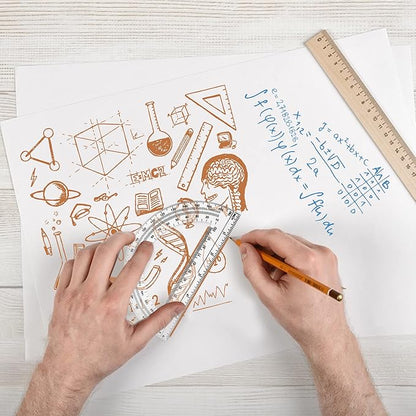 30PCS Clear Plastic Student Math Protractor 6-Inch Long 180 Degree for Angle Measurement