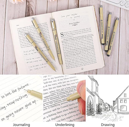 Muchcute Extra Fine Point Writing Pens:6 Black 0.25mm Ultra Thin Micron Pen 01 No Bleed Bible Journaling Study Supplies Annotation Smooth Waterproof Micro Line Tip Fineliner Gel Felt Ink Markers Stuff