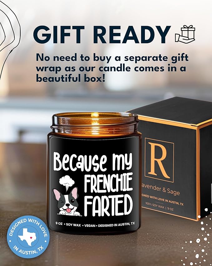 Funny Frenchie Candle, Frenchie Gifts for Women, Frenchie Gifts, Unique French Bulldog Gift Ideas, Frenchie Gifts for Frenchie Lovers, Perfect Frenchie Gifts for Girls, Birthday, Christmas, Gift-Ready