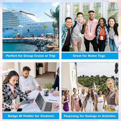 4 Retractable Lanyards with 6 Luggage Tag Holders, Zip Seal Clear Luggage Tag & Lanyard with Ship Card Holder for Carnival, NCL, MSC, Princess 2025-2026, Cruise Ship Essentials