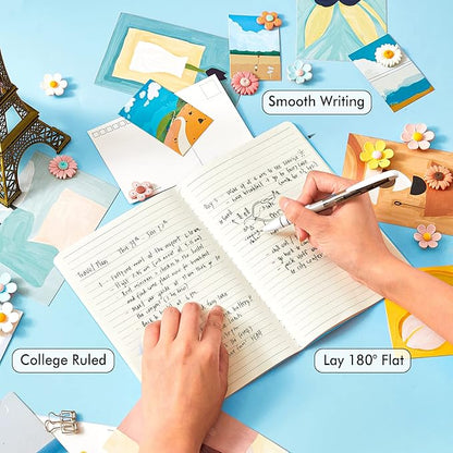 8 Pack Soft Cover Journal Bulk, Feela Notebooks College Ruled for Work, Lined Travel Journal for Women Men, Note Taking Notebook School Supplies Business Writing, 8.2” x 5.5”, A5, Light Blue