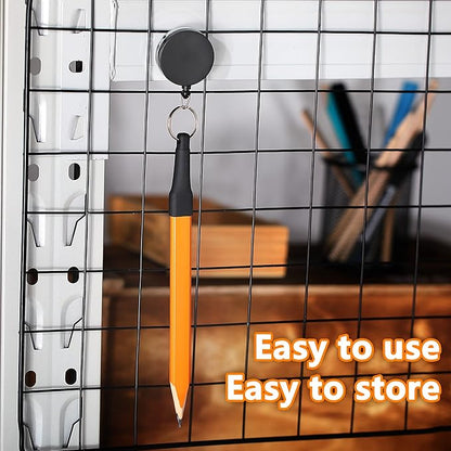 14 Pcs Carpenter Pencils, 7 Inches Flat Octagonal Hard Black Woodworking Construction Pencils Heavy Duty with Pencil Sharpener and Retractable Pencil Holder for Contractor Carpentry (Yellow)