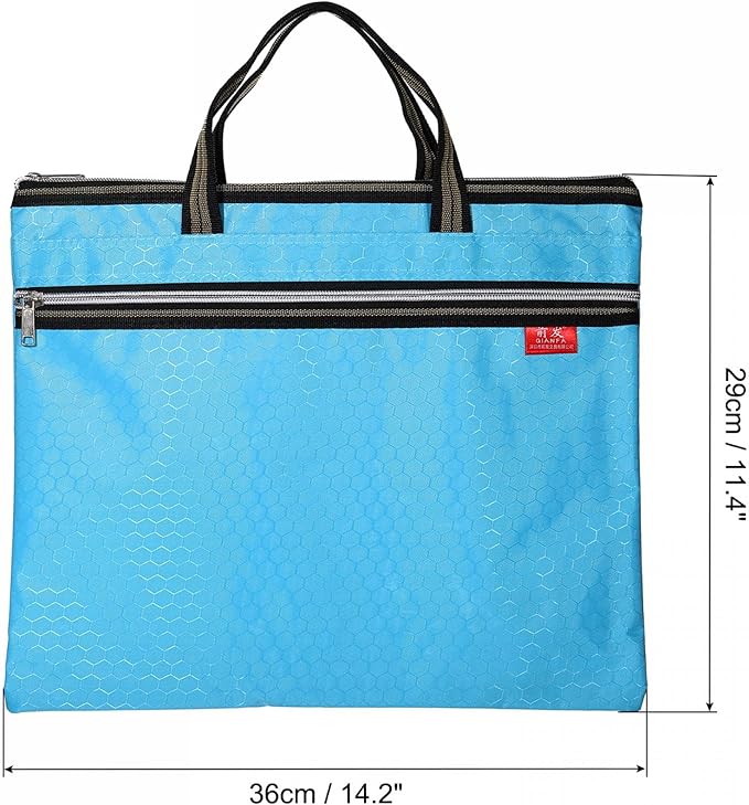 PATIKIL Waterproof Zipper File Bag, Documents Books Tools Storage Zip Pouch for Office Travel, Light Blue