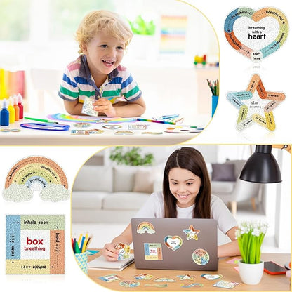 Libima 72 Pieces Anxiety Sensory Stickers Anxiety Textured Stickers Fidget Stickers Mindfulness Sticker School Counselor Supplies Adult Sensory Items Anxiety Relief, 9 Styles(Retro Color)