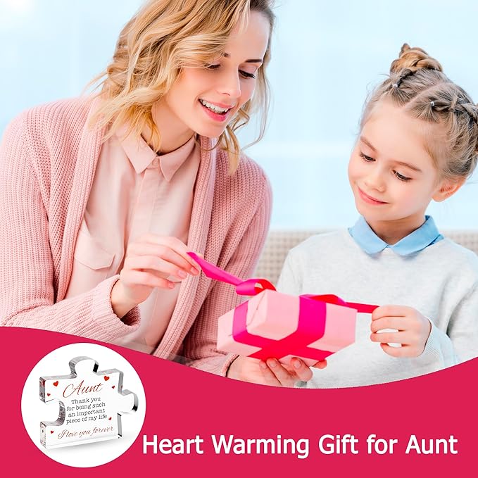 Aunt Gifts - Engraved Acrylic Block Puzzle Aunt Gift 3.35 x 2.76 inch - Cute Aunt Birthday Gifts, Auntie Cool Auntie Gifts, Aunt Gifts from Niece, Aunt Gifts from Nephew