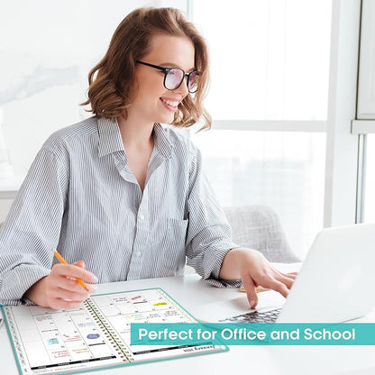 2026 Planner, Weekly and Monthly Calendar Planner, January 2026 - December 2026, Hardcover 2026 Calendar Planner Book with Tabs For Women & Men, Inner Pocket, Spiral Bound, Perfect for Office Home School Supplies - A4 (8.5" x 11"), Aquamarine