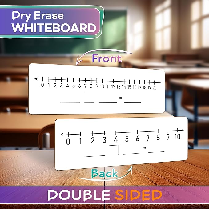 SCRIBBLEDO Dry Erase Number Line Board 4”x12” Inch Lapboard Double Sided White Board Featuring 0-10 Number Line On One Side 0-20 On The Other for Students Desk Whiteboard Math Manipulatives