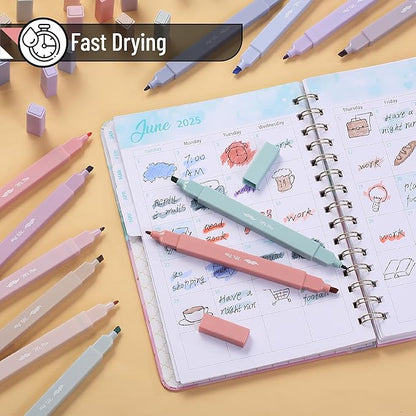 Mr. Pen- Dual Tip Aesthetic Highlighters, 12 Pack, Chisel & Fine Tips, Joyful Earth, Cute Highlighters Assorted Colors, Cute Highlighters for School Highlighters, Highlighter Set, Pastel Highlighters