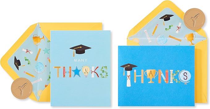 Papyrus Graduation Thank You Cards with Envelopes, Graduation Icons (20-Count)