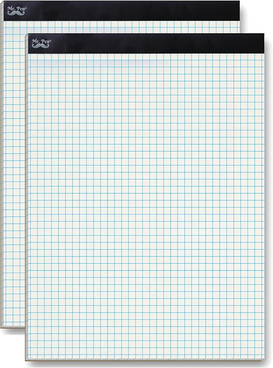 Mr. Pen- Graph Paper, 2 Pack of 55 Sheets, 8.5"x11", 5x5 (5 Squares per inch), Graphing Paper, Grid Paper Pad, Math Graph Paper Pad, Drafting Paper, Computation Pads, Square Paper, Math Paper