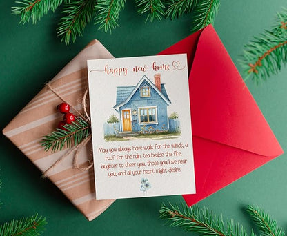 New Home Card, Housewarming Card, Congratulations Home Card - Folded 5"x7" Sing Card with Red Envelope - House Warming Gifts New Home Owner, Neighbor, Friend, Women, Men
