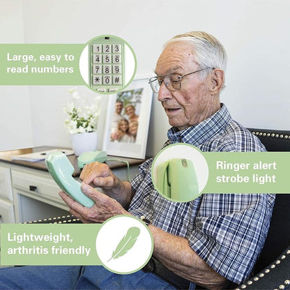 iSoHo Big Button Corded Phone for Seniors – Easy-to-Use Landline with Lighted Keypad, Ergonomic Handset & No Power Needed – Retro Home Phone for Elderly, Visually Impaired & Hard of Hearing