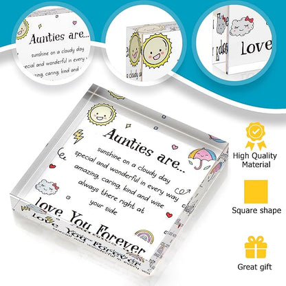 Auntie Gifts - Cute Auntie Birthday Gifts - Elegant Decorative Gifts for Auntie - Beautiful Gifts from Nephew, Niece - Charming Auntie Gift for Mother's Day - Engraved Acrylic Decoration