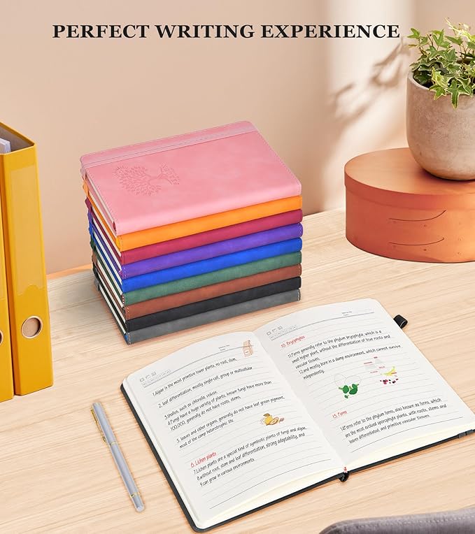 Lined Journal Notebook for Women and Men,Hardcover Leather Journaling Notebook for Writing, Travel, Business, Work and School,200 Pages A5 Notebook for Note Taking, Diary 5.9" × 8.5" - Black