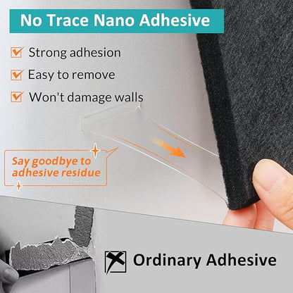 Black Cork Board 48" x 36" - 12 Pack Felt Wall Tiles with Safe Removable Adhesive Tabs - Large Cork Board for Office & Home & School Walls Decor - Black