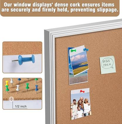 48"x34" Enclosed Bulletin Board, Outdoor Lockable Weather-Resistant Aluminum Cork Noticeboard for School & Office, Silver Frame w/Cork
