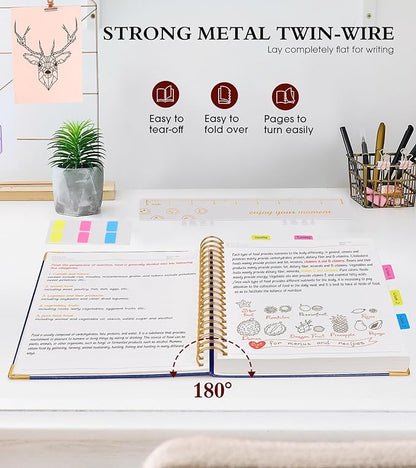 Spiral Notebook Journal 7.6” x 10”, 300 Pages Hardcover Leather Lined Journals for Women Men, B5 Large College Ruled Notebooks with 100 GSM Thick Paper, Spiral Journal for Writing Work School, Navy