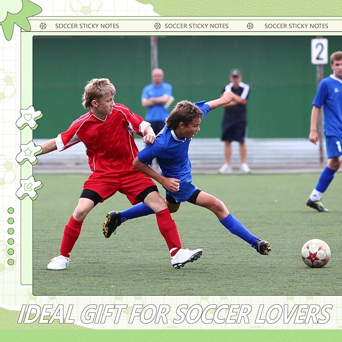 Thenshop 9 Pads Sport Sticky Notes Ball Self Stick Notepads 3x3 Inches Notes Cute Adhesive Memo Pad Gifts for Office Sports Birthday Party Favors(Soccer)