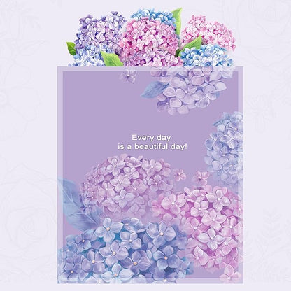 Pop Up Flower Cards, Pruple Nantucket Hydrangeas, 12inch Paper Flowers 3D Greeting Cards with Blank Note Card and Envelope for Birthday, Anniversary, Easter, Get Well Gifts Card for Women Kids