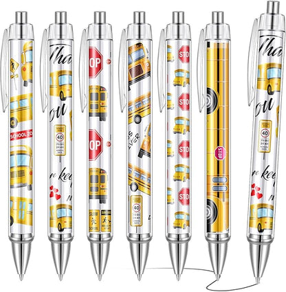 24 Pcs Bus Driver Appreciation Gifts Pens Accessories Thank You Work Ballpoint Pens Birthday Gifts for Teacher's Day Men Women School Bus Driver Retired, 6 Styles
