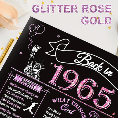60th Birthday Card for Women, Jumbo 3D Pop Up 60th Birthday Gifts for Mom Grandma, Back In 1965 Happy 60 Year Old Sister Birthday Decorations Cards Card for Her, Rose Gold