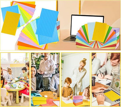 MotBach 180 PCS Ruled Index Cards Flash Cards,4" x 6", Colored Ruled Notecards Study Cards Memo Scratch Pad Lined Studying Record Index Cards To Do List for Home School Office Supplies