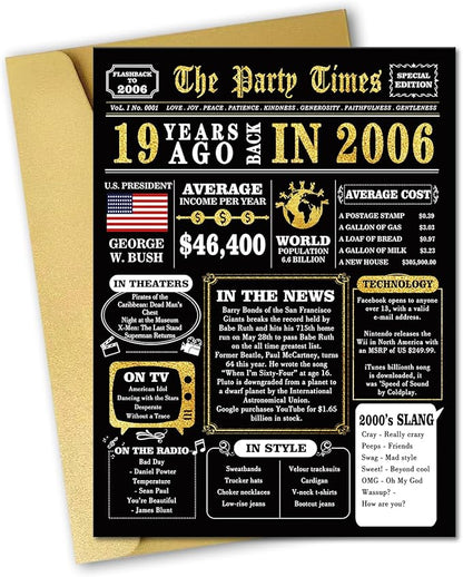 Jumbo 19th Birthday Card for Women Men, Funny 19 Years Old Birthday Gifts for Girls Boys, Happy 19th Birthday Decorations for Son Daughter, Best 19 Year Old Bday Gifts Idea for Him Her