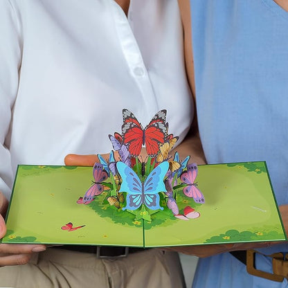 Paper Love 3D Butterflies Pop Up Card, Gift for Birthday, Wedding, Anniversary, Mothers Day, Thank You, Get Well, All Occasion or Just Because - 5" x 7" Cover - Includes Envelope and Note Tag
