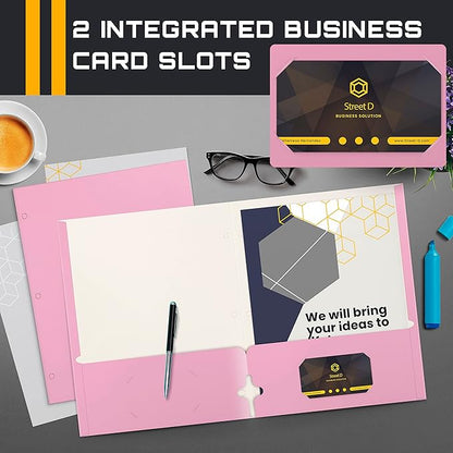 Better Office Products Two Pocket Portfolio Folders, 50-Pack, Pink, Letter Size Paper Folders, 50 Pieces, Pink