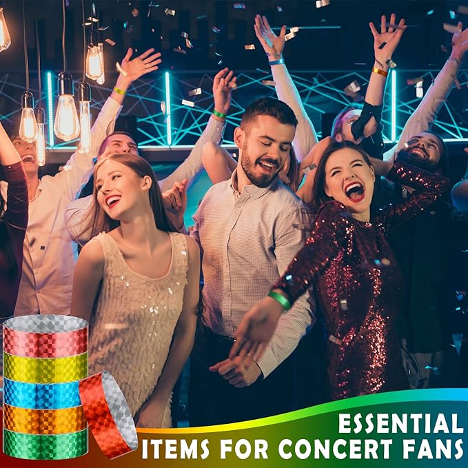 Epakh 600 Pcs Paper Wristbands Neon Wrist Bands Waterproof Handbands for Events Lightweight Concert Wristbands Neon Colored Adhesive Wrist Band for Party