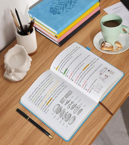 Lined Journal Notebook for Men Women, A5 Leather Journals for Writing, Blue 200 Pages College Ruled Journal Notebook, Travel Daily Journal Notebook for Work School, Note Taking 5.75'' X 8.38''