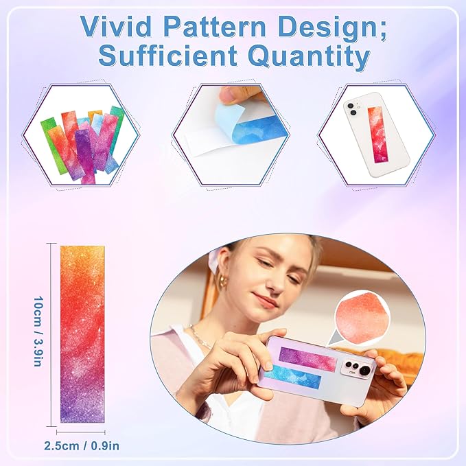 50PCS Calm Strips for Anxiety Sensory Stickers Calm Stickers for Relieve Adults Kids Teens Fidgets Stress Office&Classroom Supplies Anxiety Relief Items with Tactile Textured Surface(Watercolor)