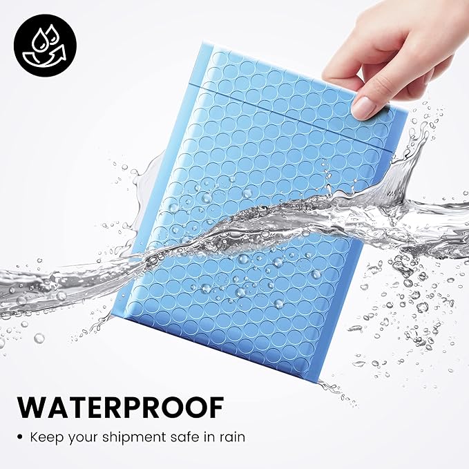 Fuxury Bubble Mailer 6x10 Inch 50 Pack Light Blue,Self-Seal Adhesive Packaging Bags, Waterproof Poly Bubble Mailers, Mailing Evenploves Packaging For Jewelry, Cards, Makeup, CD, Small Business #0
