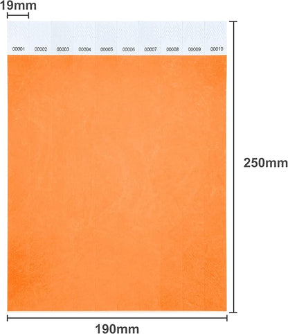 100 Pcs Wristbands, 1-100 Consecutive Numbers Waterproof Tearproof and Printable Wrist Straps Admission Bracelets Tickets (Neonorange)