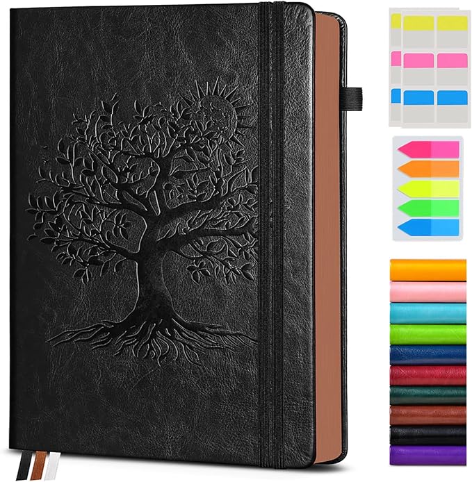 Vintage Leather Journal with 300 Numbered Pages,A4 Lined Journal for Men Women,Daily Journals for Writing,College Ruled Notebook for Work,School,Note taking,Travel Diary,Large (8.5" X 11.3")