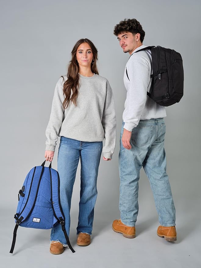 Varietyathletics 19" Laptop Backpack and Organizer Case Set USB Headset Port Anti-Theft Waterproof Travel Work College (Black)