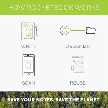 Rocketbook Smart Reusable Notebook, Flip Executive Size Spiral Notebook, Lunar Winter, (6" x 8.8"")