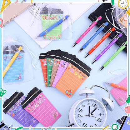 36 Set Teacher Appreciation Gifts Bulk Team - 36 Coffee Cup Notepad+ 36 Ballpoint Pens+ 36 Drawstring Gift Bags, Bulk Gifts for School Office Christmas Teacher's Day Coworker Nurse Employee