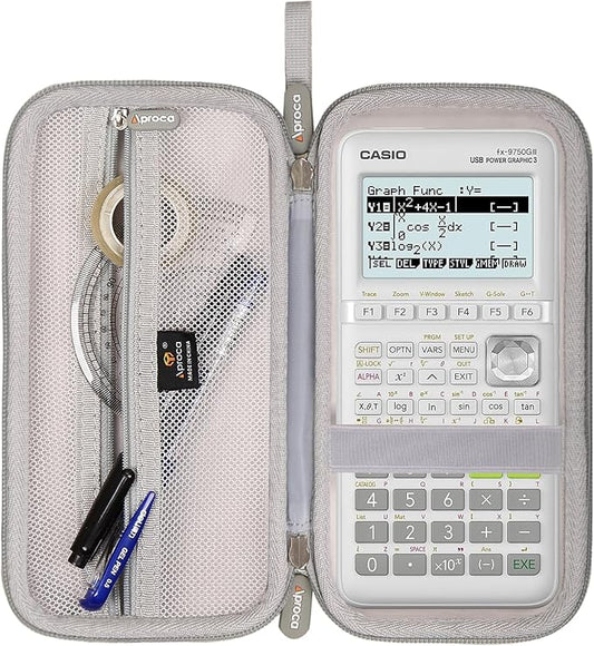 Aproca Grey Hard Storage Portable Case, for Casio fx-9750GIII, Standard Graphing Calculator