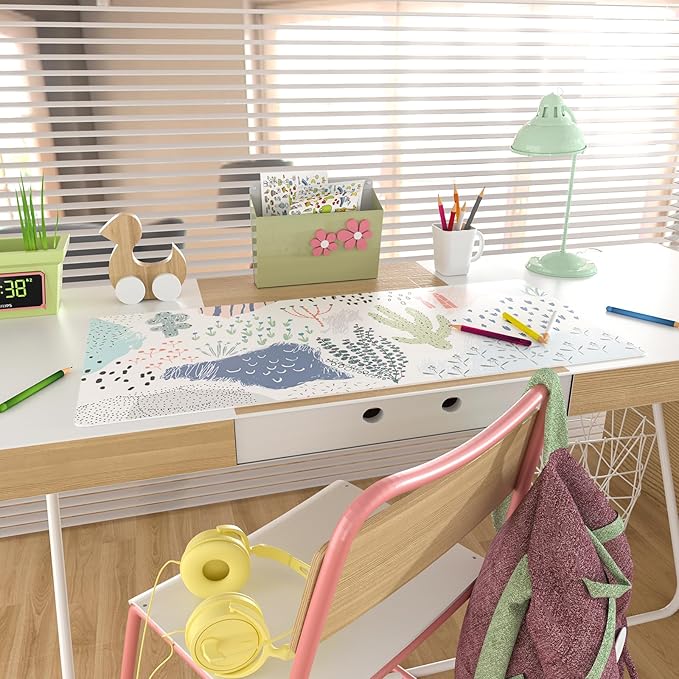 Colorful Star Large Mouse Pad, Waterproof PU Leather Desk Mat for Women Girls, Cute Desk Accessories Minimalist Home Office Decor, Large Deak Pad Kids Desk Organizer Non-Slip Writing Mat 31.5" x 15.7"