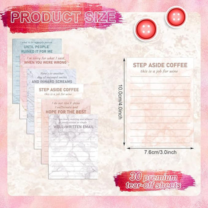 Funny Notepads with Sayings Sticky Funny Office Supplies to Do List Sarcastic Work Assorted Notepad for Workers, 12 Designs, 3 x 3.93 Inch(Marble Style)