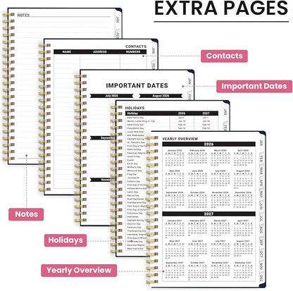 2026 Planner, Weekly and Monthly Planner for Women, January 2026 to December 2026, Pretty Hardcover 2026 Calendar Planner Book with Tabs, Inner Pocket, Spiral Bound, Perfect Office Home School Supplies - 8.5" x 11", Jellyfish